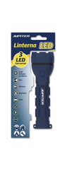 Lampe de poche Jupiter à lumière blanche 3 LED 50lm - Corps en caoutchouc - Résistance IP44 - Alimentée par 2 piles AA (non incluses) - Couleur bleue