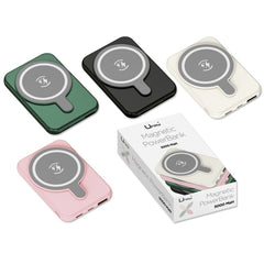 Umay Magnetic Powerbank Magnetica 5000mAh - Saídas USB e sem fios - Cores aleatórias sortidas