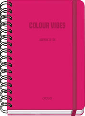 Dohe Colour Vibes Agenda Escolar 25/26 Espiral Wire’o A5 - Semana Vista - Papel 80g/m2 - 4 Hojas de Pegatinas - Cubierta de Carton Plastificado - Cierre con Goma Elastica - Color Rosa