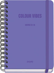 Dohe Colour Vibes Agenda Escolar 25/26 Espiral Wire’o A5 - Semana Vista - Papel 80g/m2 - 4 Hojas de Pegatinas - Cubierta de Carton Plastificado - Cierre con Goma Elastica - Color Morado