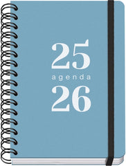 Dohe Grammar Agenda Escolar 25/26 Espiral A5 - Dia Pagina - Papel 80g/m2 - Cubierta de Polipropileno - Cierre de Goma Elastica - Color Azul