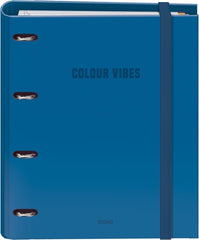 Dohe Colour Vibes Carpeta de 4 Anillas Mixtas de 35mm Recambio 100 Hojas Cuadricula 5mm - Formato A4 - Cierre con Goma - Incluye 4 Separadores y Sobre de Polipropileno - Color Azul