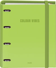 Dohe Colour Vibes Carpeta de 4 Anillas Mixtas de 35mm Recambio 100 Hojas Cuadricula 5mm - Formato A4 - Cierre con Goma - Incluye 4 Separadores y Sobre de Polipropileno - Color Verde Lima
