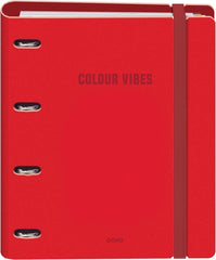Dohe Colour Vibes Polyfoam Carpeta de 4 Anillas Mixtas de 35mm A4 Recambio 100 Hojas Cuadricula 5mm - Cubierta de Polyfoam 2mm - Cierre con Goma - Incluye 4 Separadores y Sobre de Polipropileno - Color Rojo