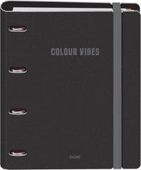 Dohe Colour Vibes Polyfoam Carpeta de 4 Anillas Mixtas de 35mm A4 Recambio 100 Hojas Cuadricula 5mm - Cubierta de Polyfoam 2mm - Cierre con Goma - Incluye 4 Separadores y Sobre de Polipropileno - Color Negro