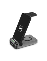 Urban Factory Powee Pro Cargador Inalambrico 3 en 1 con Funcion Soporte 22.5W - Smartphone / Smartwatch / Auriculares - Color Negro