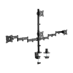 Aisens Soporte de Mesa Eco Giratorio e Inclinable para 4 Monitores 10Kg (4 Pivotes - 2 Brazos) de 13-27" - Color Negro