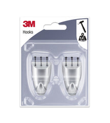 3M Pack de 2 Ganchos para Clavar - Formato M - Soporta hasta 5kg - Color Gris Metalizado