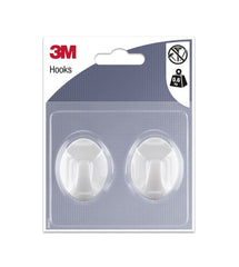 3M Pack de 2 Ganchos Adhesivos Ovalados - Formato M - Soporta hasta 0.6kg - Color Blanco