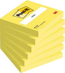 Post-It Pack de 6 Blocs de 100 Notas Adhesivas Reposicionables - Forma Cuadrada - 76x76mm - Color Amarillo Neon