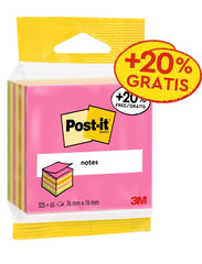 Post-It Cubo de 400 Notas Adhesivas Reposicionables - Forma Cuadrada - 76x76mm - Colores Surtidos