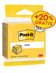 Post-It Cubo de 390 Notas Adhesivas Reposicionables - Forma Cuadrada - 76x76mm - Colores Surtidos