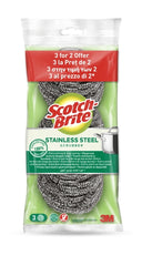 Scotch-Brite Pack de 3 Estropajos de Acero Inoxidable - Promocion 2 + 1 Gratis - Color Gris Metalizado
