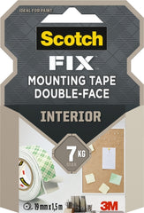 Scotch-Fix Cinta de Montaje para Interior de Doble Cara - 19Â mm x 1.5m - Color Blanco