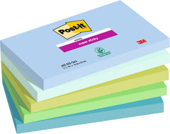 Post-It Super Sticky Pack de 5 Blocs de 90 Notas Adhesivas Reposicionables - Forma Rectangular - 127x76mm - Colores Surtidos