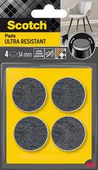 Scotch Pack de 4 Almohadillas de Fieltro Adhesivas - Ultra Resistentes - Diametro de 34mm - Color Blanco/Gris