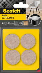 Scotch Pack de 4 Almohadillas de Fieltro Adhesivas - Extra Suaves - Diametro de 34mm - Color Beige