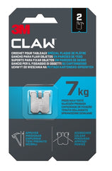 3M Claw Pack de 2 Ganchos de Metal para Paredes de Yeso - Soporta hasta 7 kg - Color Gris/Titanio