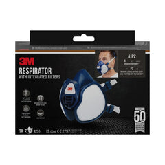 3M Mascarilla de Media Cara - Filtros Integrados - Proteccion Contra Vapores Organicos - Reutilizable - Color Azul/Blanco