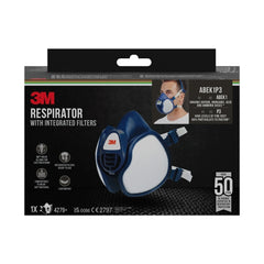 3M Mascarilla de Media Cara - Filtros Integrados - Proteccion Combinada - Reutilizable - Color Azul/Blanco