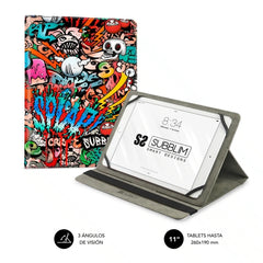 Subblim Funda Tablet Universal Trendy 9.6" a 11" - Posicion Stand con 2 Angulos de Vision - Soporte Antideslizante - Colores Varios