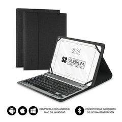 Subblim Teclado Bluetooth extraÃble - Funda universal 9-10.1" - Diseño ultradelgado - Soporte ajustable - Acceso a todas las funciones - Sistema magnético - Resistente y adaptable - Inalámbrico - Bluetooth - Color Negro