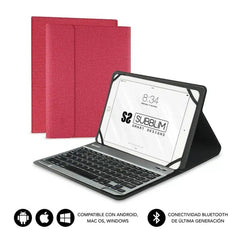 Subblim Teclado Bluetooth extraÃble - Funda universal 9-10.1" - Diseño ultradelgado - Soporte ajustable - Acceso a todas las funciones - Sistema magnético - Resistente y adaptable - Inalámbrico - Bluetooth - Color Rojo