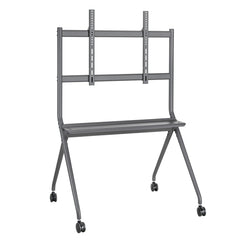 Ewent Soporte de Suelo para TV hasta 86" - Bandeja Auxiliar - Altura Ajustable - Gestion de Cables - VESA Maximo 800x600 - Peso Maximo 120kg - Ruedas para Desplazamiento - 1067x801x1725mm - Color Negro