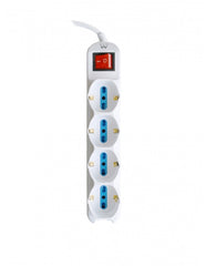 Ewent Regleta con 12 Tomas - 8 Tomas L + 4 Tomas L/F (Schuko) - Interruptor On/Off - Proteccion contra Sobretensiones - Proteccion Infantil - Cable de 1.5m - Color Blanco