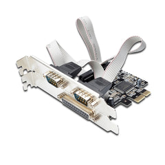 Ewent Tarjeta de Interfaz PCI-Express - Combo Conexion en Serie y en Paralelo - 2xD-sub 9 Macho - 1x D-sub 25 Hembra - Color Aluminio