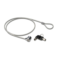 Ewent Cable de Seguridad para Portatil con Llave - 2 Llaves - Cable de Acero - 1.5m de Longitud - Color Acero