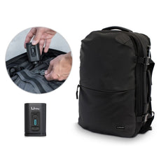 Lagart Mochila de Viaje Vacuum 20L Extensible a 42L - Medidas 48x30x20cm - Vaciador de Aire Incluido - Bolsillo Trasero Anti-robo - Cremallera Lateral Extensible para Mayor Capacidad - Cierre con Candado TSA - Bolsillo Lateral para Botella - Color Negro