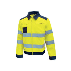 Upower Glare Chaqueta Funcional con Bolsillos Multifuncionales - Talla S - Puños Ajustables, Rayas Reflectantes, Triple Costuras, Proteccion DPI2, Certificacion CE - Color Amarillo Fluorescente