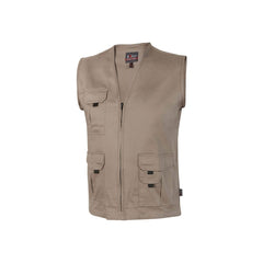 Upower Chica Chaleco Multibolsillos Algodon Elastico - Talla 2XL - Cierre Cremallera Frontal, Bolsillos Multifuncionales con Solapa y Velcro, Espacio Personalizacion Pecho Derecho - Color Arena