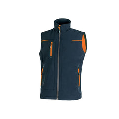 Upower Universe Chaleco Softshell Impermeable - Talla L - Transpirable y Resistente al Viento, Forro Micropolar, Cremallera Impermeable, Bolsillo Free Sound, Detalles Reflectantes, Proteccion DPI1 - Color Azul Marino