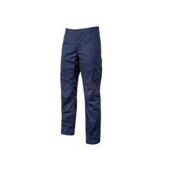 Upower Ocean Pantalon de Trabajo en Algodon Elastico - Talla 3XL - Bolsillos Multifuncionales, Cierre Resistente, Refuerzo en Rodillas, Cinta Reflex, Ajuste Slim Fit, Proteccion DPI1 - Color Azul Oscuro Westlake