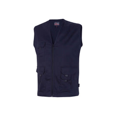 Upower Chica Chaleco Multibolsillos de Algodon Elastico - Talla L - Cierre Cremallera Frontal, Bolsillos Amplios con Solapa y Velcro, Espacio para Personalizacion, Gancho Porta Credenciales - Color Azul Oscuro Westlake