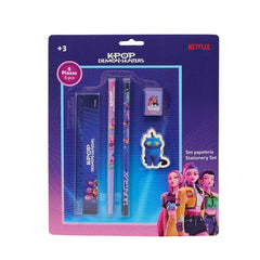 Safta K-Pop Demon Hunters Pack Escolar - 2 Lapices - Regla - Sacapuntas - Goma de Borrar - Multicolor