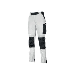 Upower Atom Pantalon de Trabajo U-4 Stretch - Talla 4XL - Comodidad y Resistencia, Repelente al Agua, Transpirable, Secado Rapido, Proteccion Lumbar, Rodilleras Certificadas PPE CAT.1 - Color Blanco