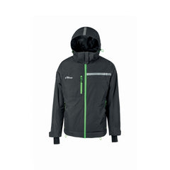 Upower Wink Chaqueta de Trabajo de Invierno - Talla 5XL - Acolchado de Grafeno, Impermeable, Capucha Fija Regulable, Multibolsillos, Detalles Reflectantes, Proteccion DPI1 - Color Gris Asfalto Verdoso