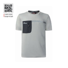 Upower Christal Camiseta Hombre con Termorregulacion Inteligente - Talla 3XL - Efecto Antimicrobiano, Detalles Reflectantes, Bolsillo con Cremallera, Proteccion DPI1 - Color Gris Claro