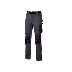 Upower Atom Lady Pantalon de Tejido Stretch - Talla M - Maxima Movilidad, Repelente al Agua, Transpirable, Secado Rapido, Bolsillos Multifuncionales, Cintura Elastica, Proteccion DPI1 - Color Gris Fucsia