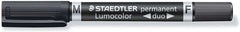 Staedtler Lumocolor 348 Rotulador Permanente de Doble Punta M y F - Secado Rapido - Color Negro