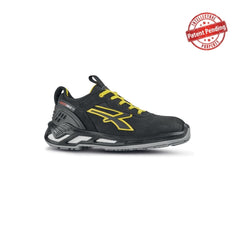 Upower Rick S ESD Calzado de Seguridad Bajos - Talla 38 - Piel Nobuck Hidrorepelente, Puntera de Aluminio, Suela Antideslizante PU, Escudo Anti-Impactos, Proteccion S3S CI FO SR - Color Gris Oscuro/Amarillo