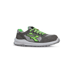 Upower Rio S ESD Calzado de Seguridad Bajos - Talla 42 - Parte Superior de Red Ultrabtranspirable, Suela Antideslizante y Resistente al Aceite, Puntera Airtoe Composite, Proteccion S1PS FO SR - Color Gris/Verde
