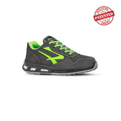 Upower Yoda S ESD Calzado de Seguridad Bajos - Talla 38 - Cuero Nubuck Resistente, Puntera de Aluminio, Hidrofugos, Antiarrugas, Suela Antideslizante PU/PU Infinergy, Proteccion S3S CI FO SR - Color Gris/Verde