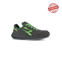 Upower Hydra S ESD Calzado de Seguridad Altos - Talla 36 - Cuero Nubuck Resistente al Agua, Puntera de Aluminio, Suela Antideslizante PU/PU, Proteccion S3S CI FO SR - Color Gris/Verde