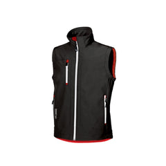 Upower Climb Chaleco de Trabajo Soft Shell - Talla S - Tejido Elastico Transpirable, Resistente al Viento y Agua, Bolsillo para Movil con Cremallera, Proteccion DPI1 - Color Negro Carbon