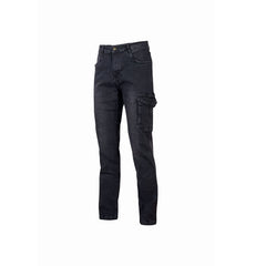 Upower Tommi Vaqueros Cargo de Trabajo - Talla 30 - Tejido Elastico, Bolsillos Laterales con Botones, Proteccion DPI1, Ajuste Regular - Color Negro Carbon