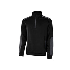 Upower Cushy Sudadera Cepillada con Media Cremallera - Talla 5XL - Cuello Alto, Bolsillos Laterales con Cremallera, Refuerzos Antidesgaste, Detalles Reflectantes, Proteccion DPI1 - Color Negro Carbon